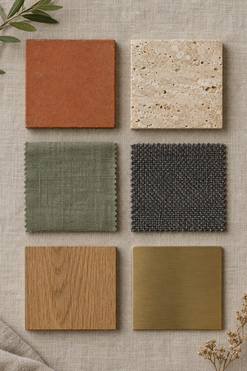 Material samples arranged in a neat grid